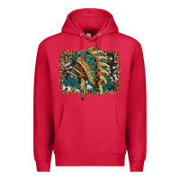 Cardinal indian headdress with background Premium Hoodie - HRA Design Shop