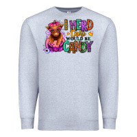 Heather Grey I herd there would be candy Heifer Premium Sweatshirt - RanaPortraitStore