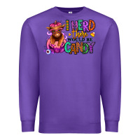 Purple I herd there would be candy Heifer Premium Sweatshirt - RanaPortraitStore
