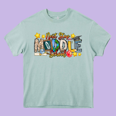 Next Stop Middle School Heavy Core Tee Designed By Cowhidedigitalart