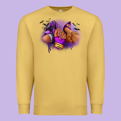 Premium Sweatshirt Halloween sneaker and heel afro woman