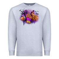 Heather Grey Halloween sneaker and heel afro woman Premium Sweatshirt - RanaPortraitStore