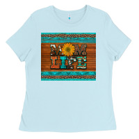 Baby Blue mom life leopard cowhide turquoise aztec Ladies Tee - Artiststas