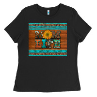 Black mom life leopard cowhide turquoise aztec Ladies Tee - Artiststas