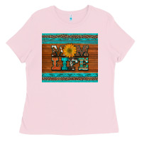 Bubblegum Pink mom life leopard cowhide turquoise aztec Ladies Tee - Artiststas