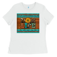 White mom life leopard cowhide turquoise aztec Ladies Tee - Artiststas