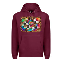 Burgundy race leopard and tie dye background Premium Hoodie - HRA Design Shop