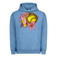 Pigment Pebble Blue softball coquette bow Urban Hoodie - JahusDesignShop
