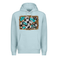 Blue Mist race leopard and gemstone background Premium Hoodie - HRA Design Shop