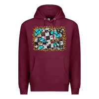 Burgundy race leopard and gemstone background Premium Hoodie - HRA Design Shop