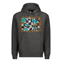 Charcoal Heather race leopard and gemstone background Premium Hoodie - HRA Design Shop