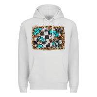 Dove Grey race leopard and gemstone background Premium Hoodie - HRA Design Shop