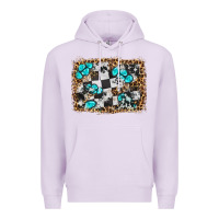 Lilac race leopard and gemstone background Premium Hoodie - HRA Design Shop