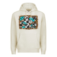Oatmeal Heather race leopard and gemstone background Premium Hoodie - HRA Design Shop