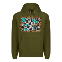 Army Green race leopard and gemstone background Premium Hoodie - HRA Design Shop