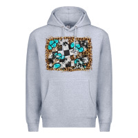 Heather Grey race leopard and gemstone background Premium Hoodie - HRA Design Shop