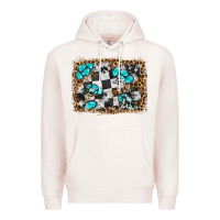 Pale Pink race leopard and gemstone background Premium Hoodie - HRA Design Shop