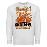 Oatmeal Heather Thankful grateful and Blessed black boy sneakers Premium Sweatshirt - RanaPortraitStore