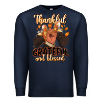 Navy Thankful grateful and Blessed black man sneakers Premium Sweatshirt - RanaPortraitStore