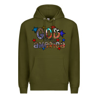 Army Green god bless america Premium Hoodie - CowhideDigitalArt
