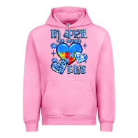 Fuchsia Pink in april we wear blue Urban Hoodie - JahusDesignShop
