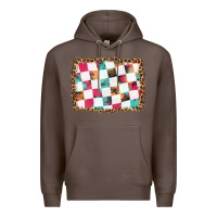 Coffee race background with leopard frame Premium Hoodie - HRA Design Shop