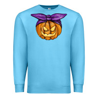 Ocean Blue Jack O' Lantern Halloween Pumpkin Premium Sweatshirt - RanaPortraitStore