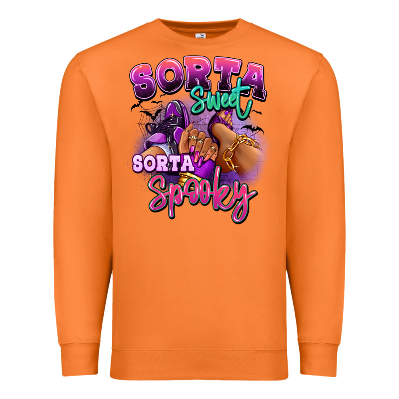 Sorta Sweet Sorta Spooky Sneaker And Heel Afro Wom Premium Sweatshirt by RanaPortraitStore | Teevron