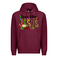 Burgundy Christmas love like jesus Premium Hoodie - FaDigitalArtStudio