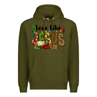 Army Green Christmas love like jesus Premium Hoodie - FaDigitalArtStudio