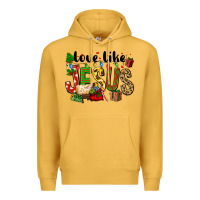 Mustard Christmas love like jesus Premium Hoodie - FaDigitalArtStudio