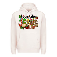 Pale Pink Christmas love like jesus Premium Hoodie - FaDigitalArtStudio
