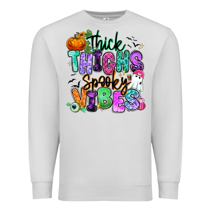 Thick Thighs Spooky Vibes Premium Sweatshirt by RanaPortraitStore | Teevron