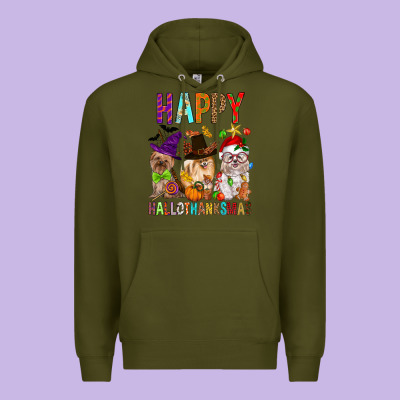 Happy Hallothankmas Dog Premium Hoodie Designed By Fadigitalartstudio