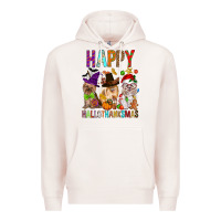 Pale Pink Happy hallothankmas dog Premium Hoodie - FaDigitalArtStudio