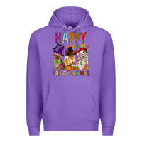 Purple Happy hallothankmas dog Premium Hoodie - FaDigitalArtStudio