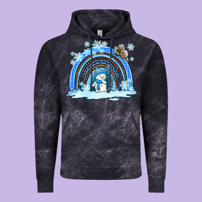 Winter   Rainbow And Snowman Vintage Hoodie Designed By Adodesignshop