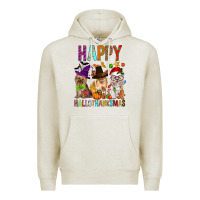 Oatmeal Heather Happy hallothankmas dog Premium Hoodie - FaDigitalArtStudio