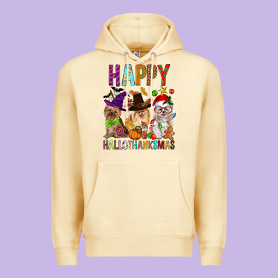 Happy Hallothankmas Dog Premium Hoodie Designed By Fadigitalartstudio