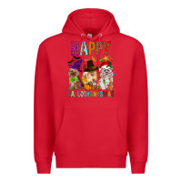 Red Happy hallothankmas dog Premium Hoodie - FaDigitalArtStudio