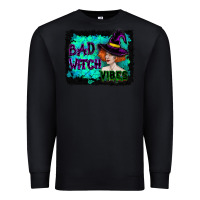Black Halloween Bad Witch Vibes Watercolor Premium Sweatshirt - RanaPortraitStore