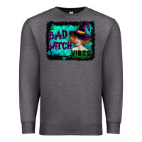 Charcoal Heather Halloween Bad Witch Vibes Watercolor Premium Sweatshirt - RanaPortraitStore