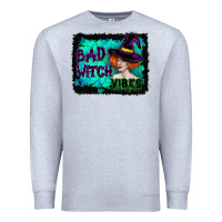 Heather Grey Halloween Bad Witch Vibes Watercolor Premium Sweatshirt - RanaPortraitStore