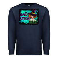 Navy Halloween Bad Witch Vibes Watercolor Premium Sweatshirt - RanaPortraitStore