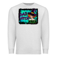 Oatmeal Heather Halloween Bad Witch Vibes Watercolor Premium Sweatshirt - RanaPortraitStore