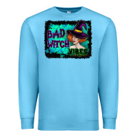 Ocean Blue Halloween Bad Witch Vibes Watercolor Premium Sweatshirt - RanaPortraitStore
