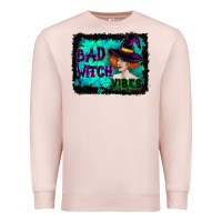 Pale Pink Halloween Bad Witch Vibes Watercolor Premium Sweatshirt - RanaPortraitStore