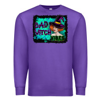 Purple Halloween Bad Witch Vibes Watercolor Premium Sweatshirt - RanaPortraitStore