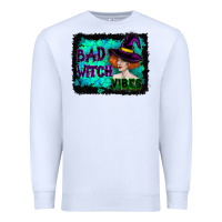 White Halloween Bad Witch Vibes Watercolor Premium Sweatshirt - RanaPortraitStore