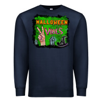 Navy Watercolor Halloween Vibes Premium Sweatshirt - RanaPortraitStore